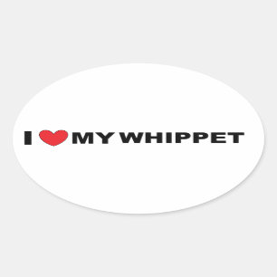 Sticker Ovale amour de whippet