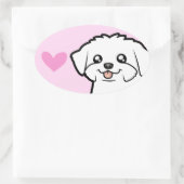 Sticker Ovale Amour maltais (coupé en chiot) (Sac)