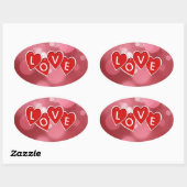 Sticker Ovale Amour marquant avec des lettres les coeurs rouges (Feuille)