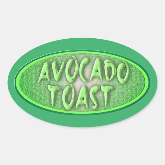 Sticker Ovale Amusants Avocado Toast Love Retro Decal (Devant)