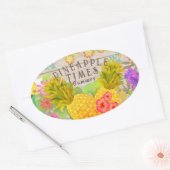 Sticker Ovale Ananas à fleurs (Enveloppe)