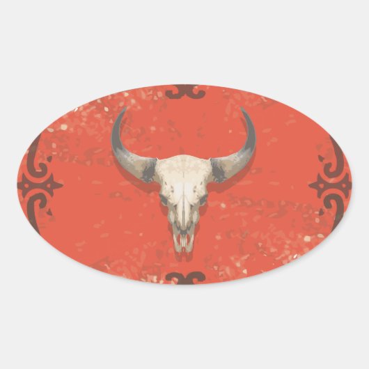 Sticker Ovale Ancien crâne de vache (Devant)