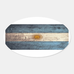Sticker Ovale Ancien drapeau argentin en bois