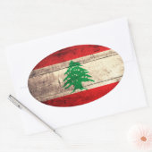 Sticker Ovale Ancien drapeau en bois labanon (Enveloppe)