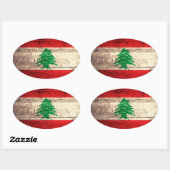Sticker Ovale Ancien drapeau en bois labanon (Feuille)