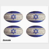 Sticker Ovale Ancien drapeau Israël en bois (Feuille)