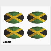 Sticker Ovale Ancien drapeau jamaïcain en bois (Feuille)
