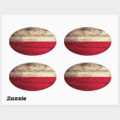 Sticker Ovale Ancien drapeau polonais en bois (Feuille)