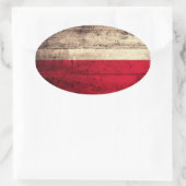 Sticker Ovale Ancien drapeau polonais en bois (Sac)