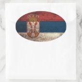 Sticker Ovale Ancien drapeau serbe en bois (Sac)