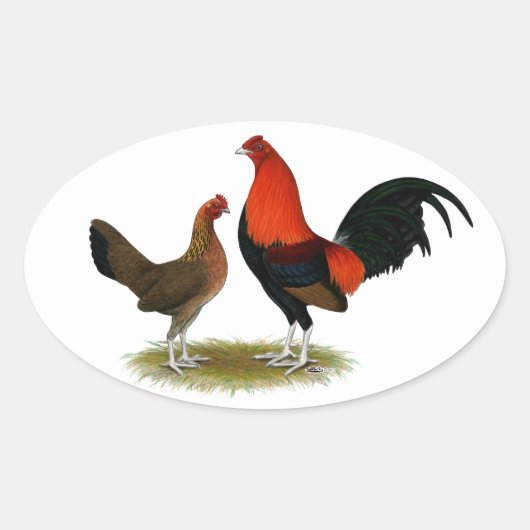 Sticker Ovale Ancien jeu anglais Bantams : BB Red Pair (Devant)
