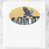 Sticker Ovale Ancien Stonehenge & Rook Cadeau Corvid-lover (Sac)
