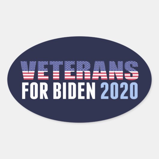 Sticker Ovale Anciens combattants pour Biden (Devant)