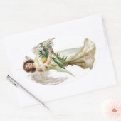 Sticker Ovale Ange Avec Lys Blancs (Enveloppe)