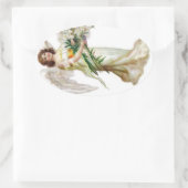 Sticker Ovale Ange Avec Lys Blancs (Sac)