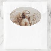 STICKER OVALE ANGE JOUER LYRA SUR LES NUAGES (Sac)