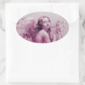 STICKER OVALE ANGE JOUER LYRA SUR LES NUAGES (Sac)