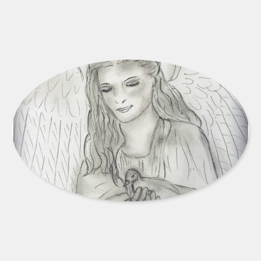 Sticker Ovale Ange paisible (Devant)