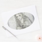 Sticker Ovale Ange paisible (Enveloppe)