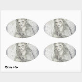 Sticker Ovale Ange paisible (Feuille)