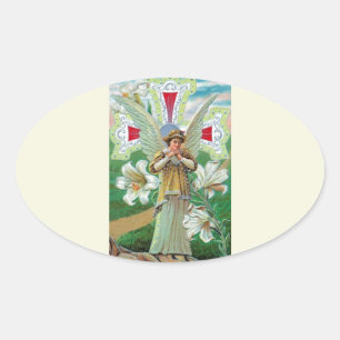 Sticker Ovale Ange priant