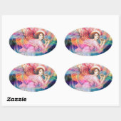 Sticker Ovale Angel arc-en-ciel (Feuille)