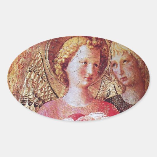 STICKER OVALE ANGEL AVEC ROSES (Devant)