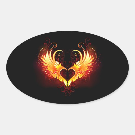 Sticker Ovale Angel Fire Heart with Wings (Devant)