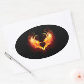 Sticker Ovale Angel Fire Heart with Wings (Enveloppe)