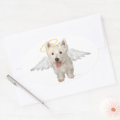 Sticker Ovale Anges gardiens Westie (Enveloppe)