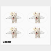 Sticker Ovale Anges gardiens Westie (Feuille)