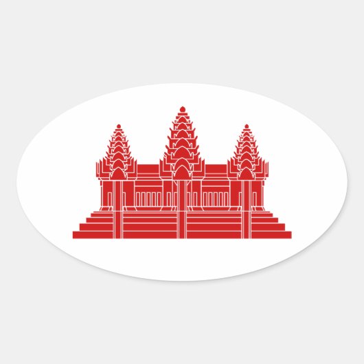 Sticker Ovale Angkor Vat Cambodgien / Drapeau Khmer (Devant)