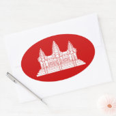 Sticker Ovale Angkor Vat Cambodgien / Drapeau Khmer (Enveloppe)