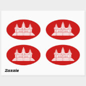Sticker Ovale Angkor Vat Cambodgien / Drapeau Khmer (Feuille)