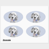 Sticker Ovale Anglais Setter Blue Belton Peinture Chien Art (Feuille)