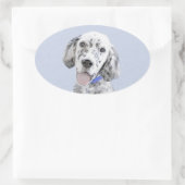 Sticker Ovale Anglais Setter Blue Belton Peinture Chien Art (Sac)