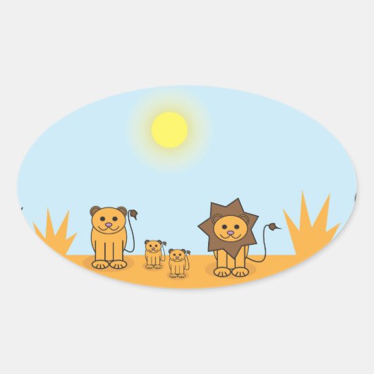 Sticker Ovale Animaux de la savane (Devant)