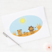 Sticker Ovale Animaux de la savane (Enveloppe)