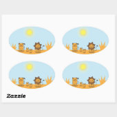 Sticker Ovale Animaux de la savane (Feuille)