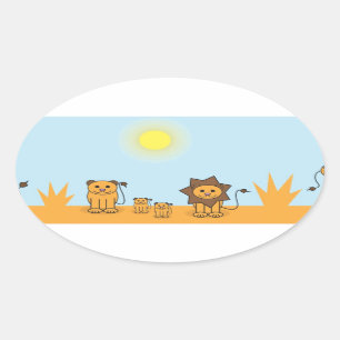 Sticker Ovale Animaux de la savane