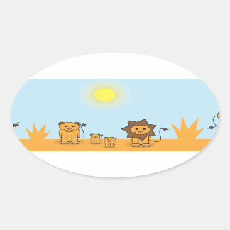 Sticker Ovale Animaux de la savane