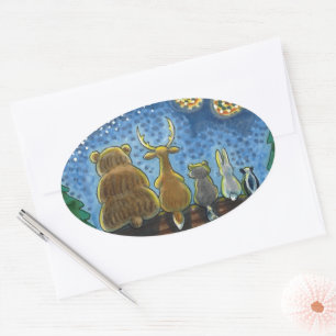 Sticker Ovale ANIMAUX SAUVAGES 4 JUILLET FEU, MORT Drôle