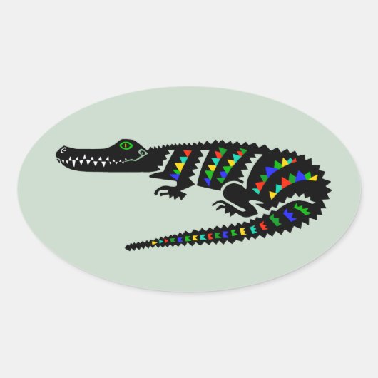 Sticker Ovale Animaux sauvages CROCODILE - Reptile - Faune - Éta (Devant)