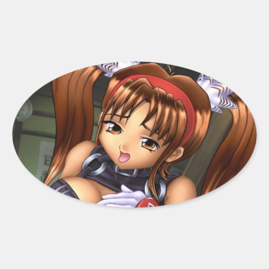 Sticker Ovale Anime Girl - Miel (Devant)