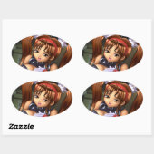 Sticker Ovale Anime Girl - Miel (Feuille)
