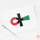 Sticker Ovale Ankh rouge, noir et vert (Enveloppe)