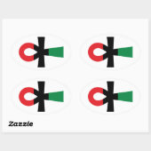 Sticker Ovale Ankh rouge, noir et vert (Feuille)