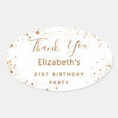 Sticker Ovale Anniversaire de fête d'or blanc parties scintillan (Devant)