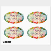 Sticker Ovale Anniversaire de la Rose Vintage (Feuille)