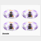 Sticker Ovale Anniversaire d'Halloween mignon petit sorcier Oval (Feuille)